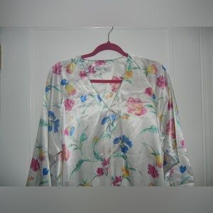Authentic chic Christian Dior vintage multicolor floral robe size medium